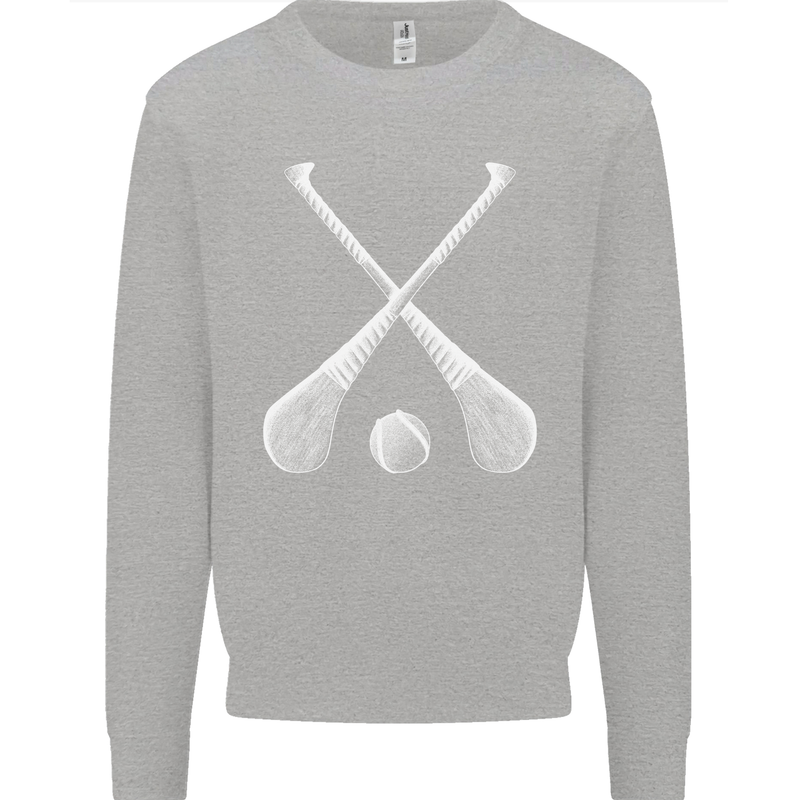 Hurling Bats and Ball Kids Sweatshirt Jumper Sports Grey
