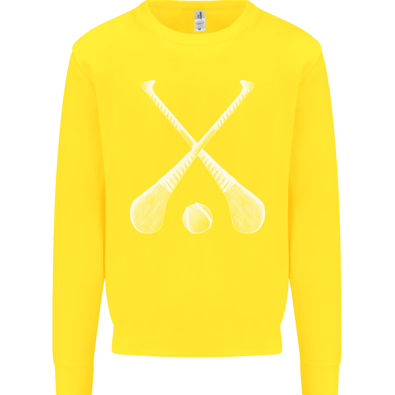Hurling Bats and Ball Kids Sweatshirt Jumper Yellow