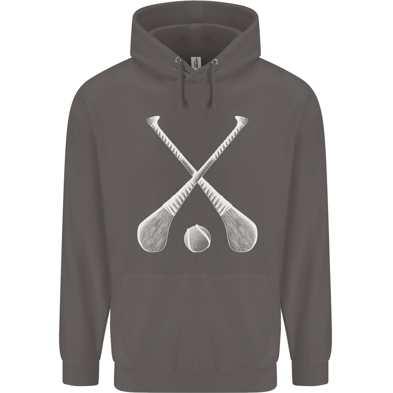 Hurling Bats and Ball Mens 80% Cotton Hoodie Charcoal