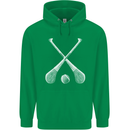 Hurling Bats and Ball Mens 80% Cotton Hoodie Irish Green