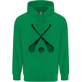 Hurling Bats and Ball Mens 80% Cotton Hoodie Irish Green