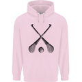 Hurling Bats and Ball Mens 80% Cotton Hoodie Light Pink