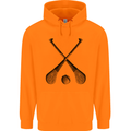 Hurling Bats and Ball Mens 80% Cotton Hoodie Orange