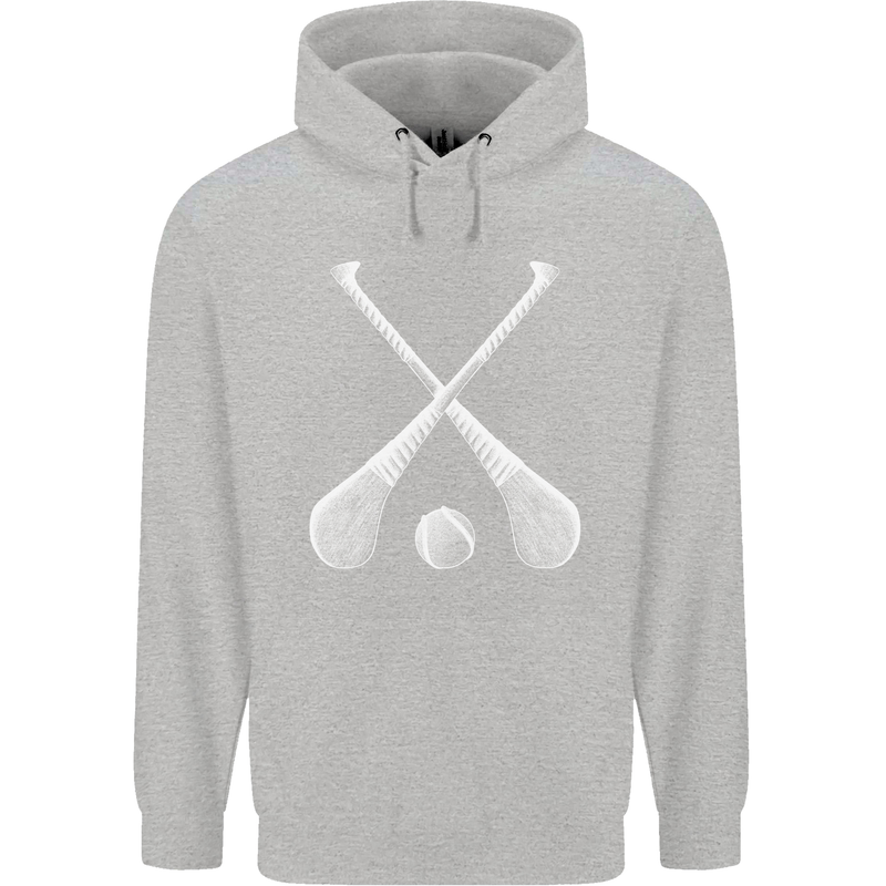 Hurling Bats and Ball Mens 80% Cotton Hoodie Sports Grey