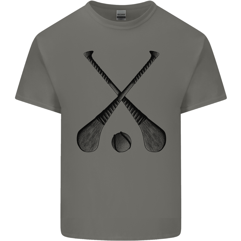 Hurling Bats and Ball Mens Cotton T-Shirt Tee Top Charcoal