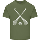 Hurling Bats and Ball Mens Cotton T-Shirt Tee Top Military Green