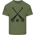 Hurling Bats and Ball Mens Cotton T-Shirt Tee Top Military Green