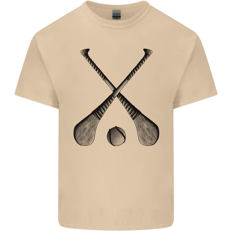 Hurling Bats and Ball Mens Cotton T-Shirt Tee Top Sand