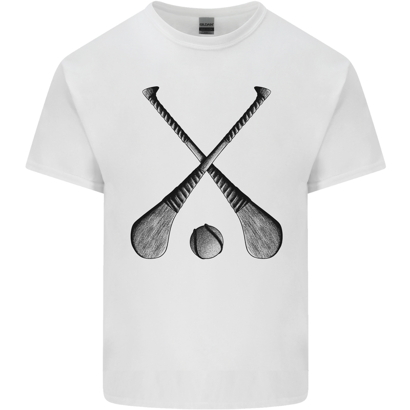 Hurling Bats and Ball Mens Cotton T-Shirt Tee Top White