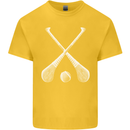 Hurling Bats and Ball Mens Cotton T-Shirt Tee Top Yellow