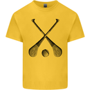 Hurling Bats and Ball Mens Cotton T-Shirt Tee Top Yellow