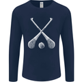 Hurling Bats and Ball Mens Long Sleeve T-Shirt Navy Blue