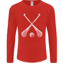 Hurling Bats and Ball Mens Long Sleeve T-Shirt Red