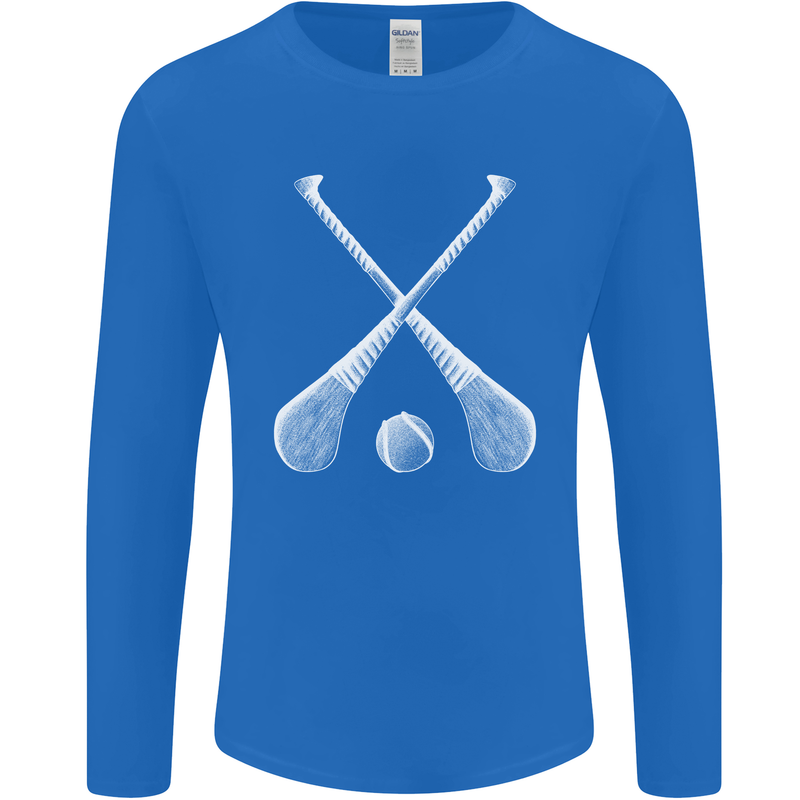 Hurling Bats and Ball Mens Long Sleeve T-Shirt Royal Blue