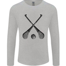 Hurling Bats and Ball Mens Long Sleeve T-Shirt Sports Grey