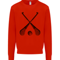 Hurling Bats and Ball Mens Sweatshirt Jumper Bright Red