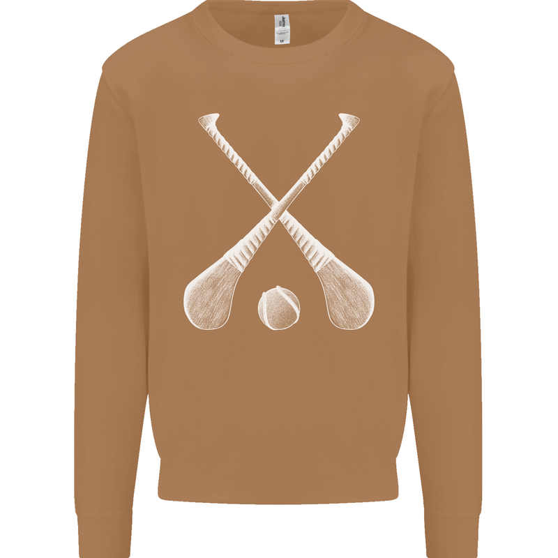 Hurling Bats and Ball Mens Sweatshirt Jumper Caramel Latte