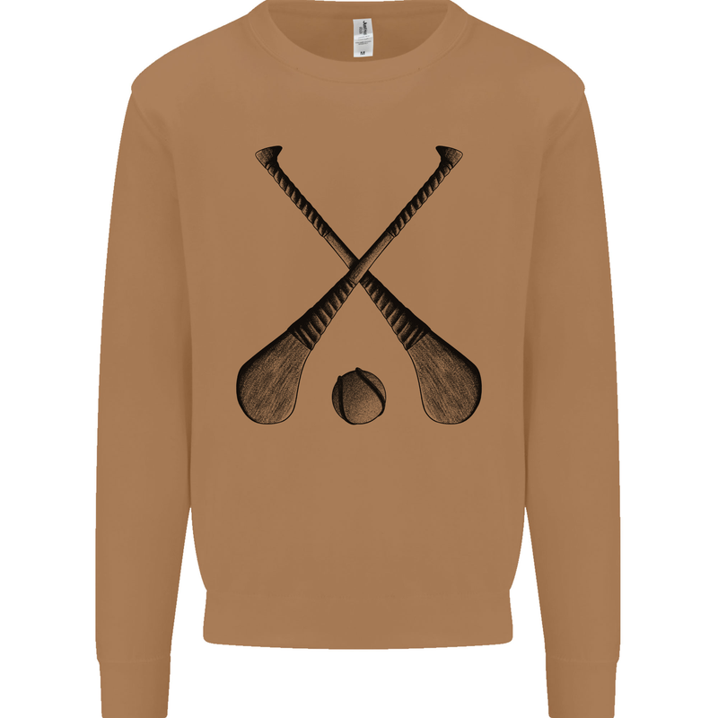 Hurling Bats and Ball Mens Sweatshirt Jumper Caramel Latte