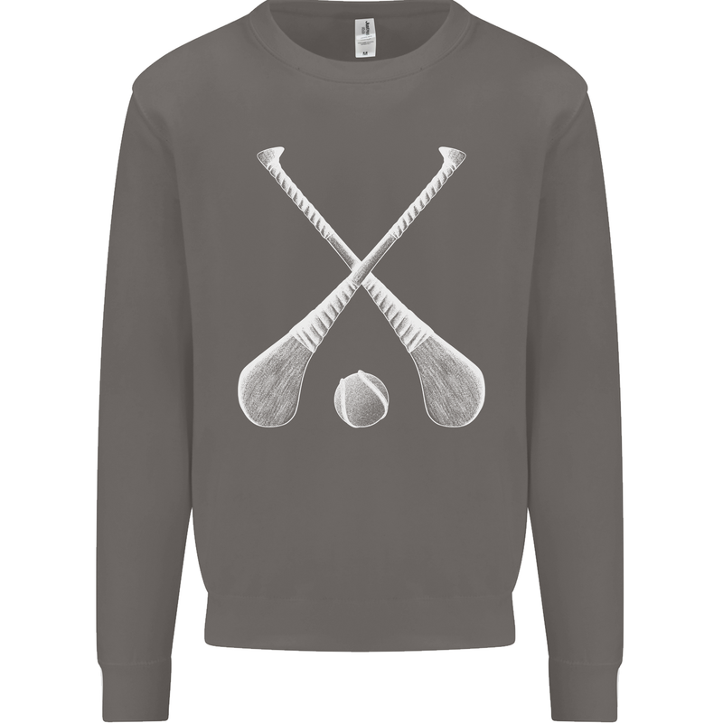 Hurling Bats and Ball Mens Sweatshirt Jumper Charcoal