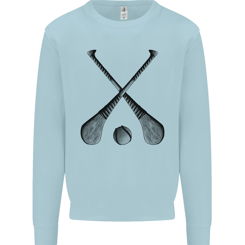 Hurling Bats and Ball Mens Sweatshirt Jumper Light Blue