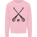 Hurling Bats and Ball Mens Sweatshirt Jumper Light Pink