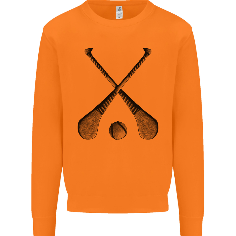 Hurling Bats and Ball Mens Sweatshirt Jumper Orange