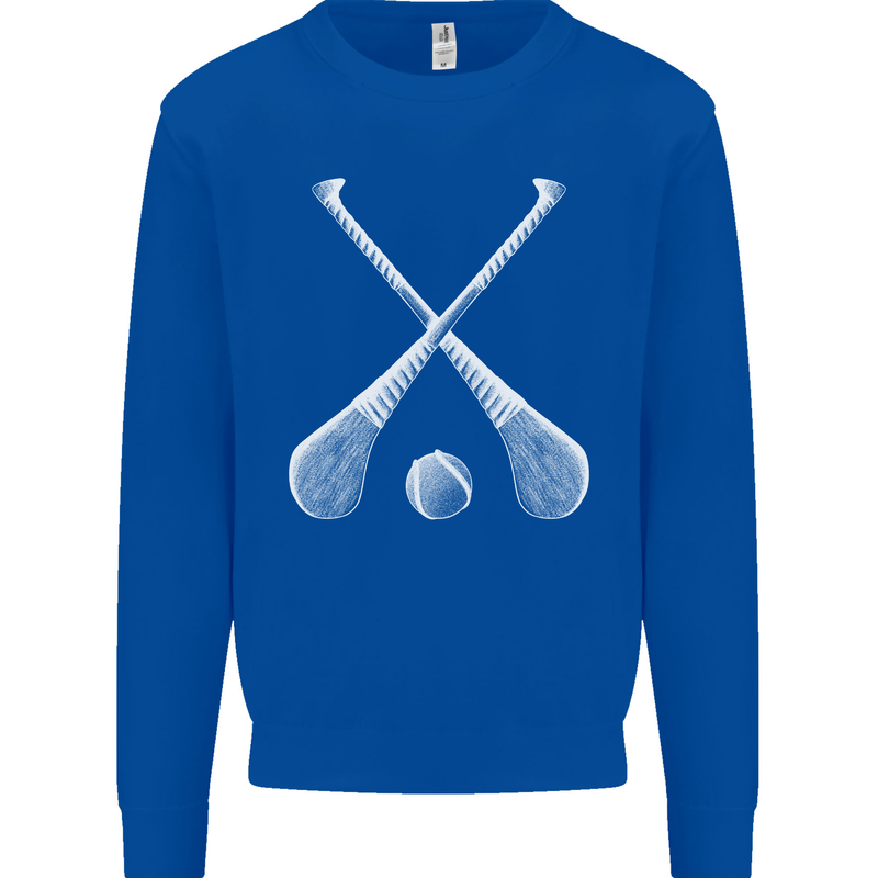 Hurling Bats and Ball Mens Sweatshirt Jumper Royal Blue