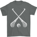 Hurling Bats and Ball Mens T-Shirt 100% Cotton Charcoal