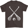 Hurling Bats and Ball Mens T-Shirt 100% Cotton Dark Chocolate