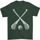 Hurling Bats and Ball Mens T-Shirt 100% Cotton Forest Green