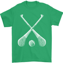 Hurling Bats and Ball Mens T-Shirt 100% Cotton Irish Green