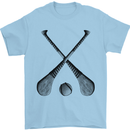 Hurling Bats and Ball Mens T-Shirt 100% Cotton Light Blue