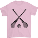 Hurling Bats and Ball Mens T-Shirt 100% Cotton Light Pink