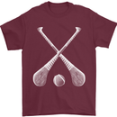 Hurling Bats and Ball Mens T-Shirt 100% Cotton Maroon