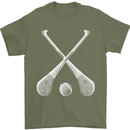 Hurling Bats and Ball Mens T-Shirt 100% Cotton Military Green