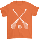 Hurling Bats and Ball Mens T-Shirt 100% Cotton Orange
