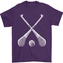 Hurling Bats and Ball Mens T-Shirt 100% Cotton Purple