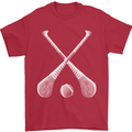 Hurling Bats and Ball Mens T-Shirt 100% Cotton Red