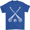 Hurling Bats and Ball Mens T-Shirt 100% Cotton Royal Blue