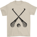 Hurling Bats and Ball Mens T-Shirt 100% Cotton Sand