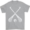 Hurling Bats and Ball Mens T-Shirt 100% Cotton Sports Grey