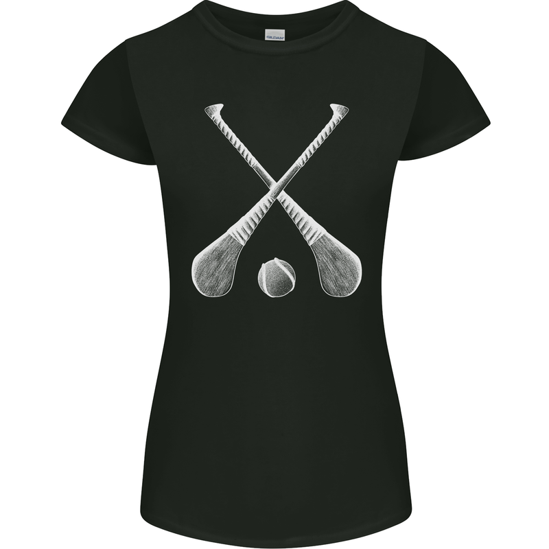 Hurling Bats and Ball Womens Petite Cut T-Shirt Black