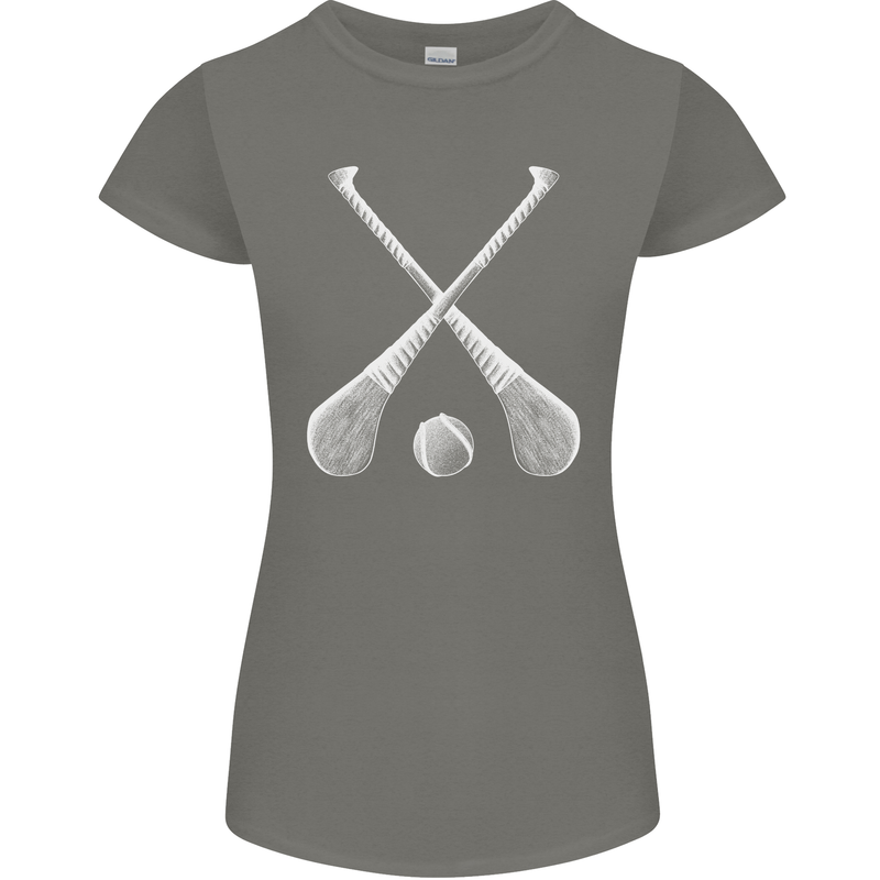Hurling Bats and Ball Womens Petite Cut T-Shirt Charcoal