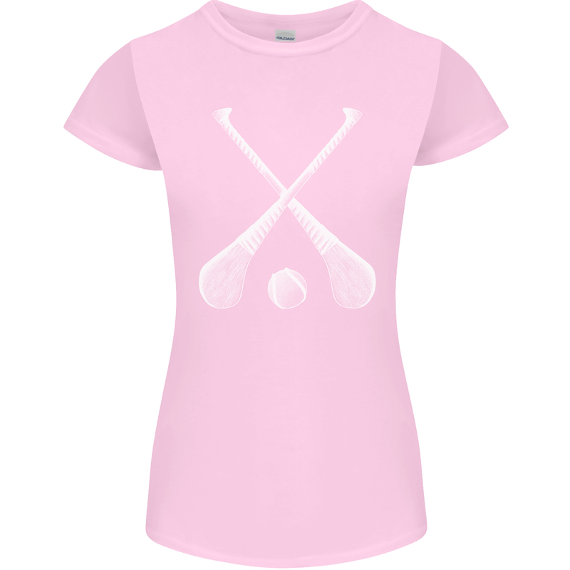Hurling Bats and Ball Womens Petite Cut T-Shirt Light Pink