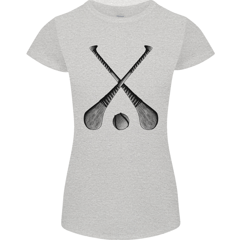 Hurling Bats and Ball Womens Petite Cut T-Shirt Sports Grey