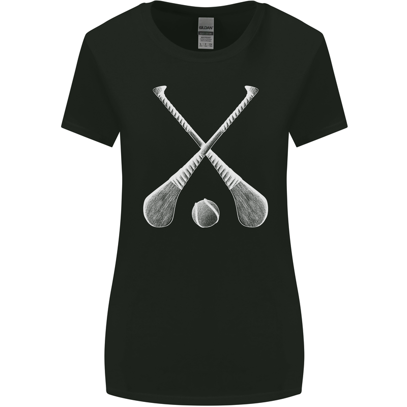 Hurling Bats and Ball Womens Wider Cut T-Shirt Black