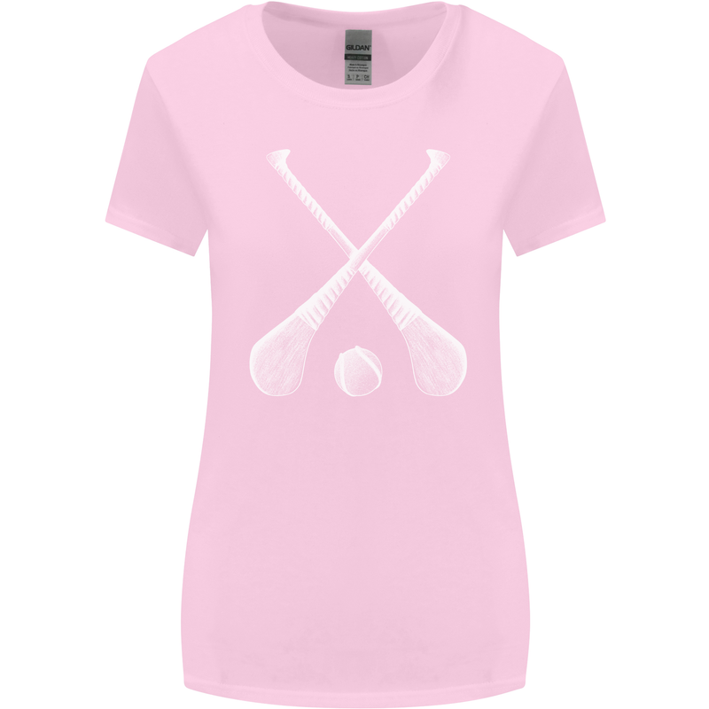 Hurling Bats and Ball Womens Wider Cut T-Shirt Light Pink