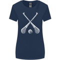 Hurling Bats and Ball Womens Wider Cut T-Shirt Navy Blue