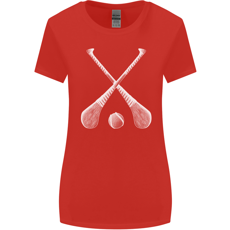 Hurling Bats and Ball Womens Wider Cut T-Shirt Red