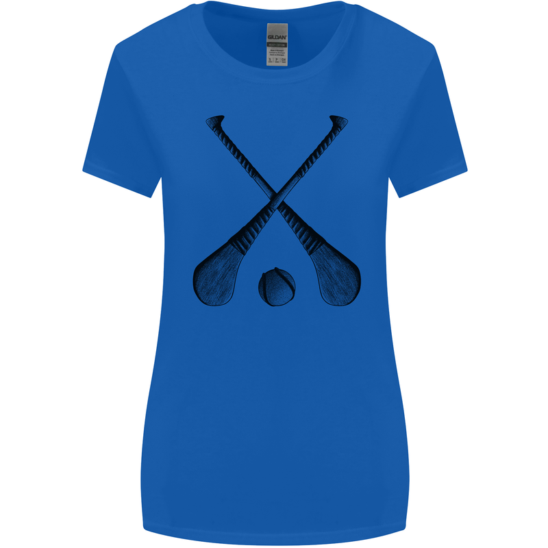 Hurling Bats and Ball Womens Wider Cut T-Shirt Royal Blue